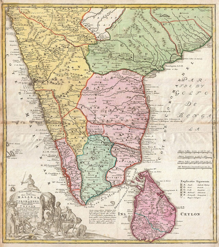 Archival illustration: 1733 Homann Heirs Map of India - Geographicus - India-homannheirs-1733